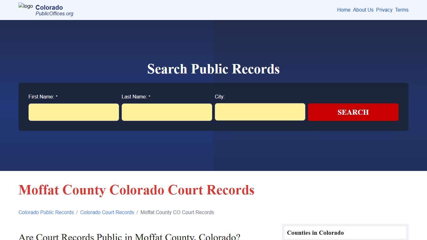 Moffat County, CO Court Records Search – PublicOffices.org