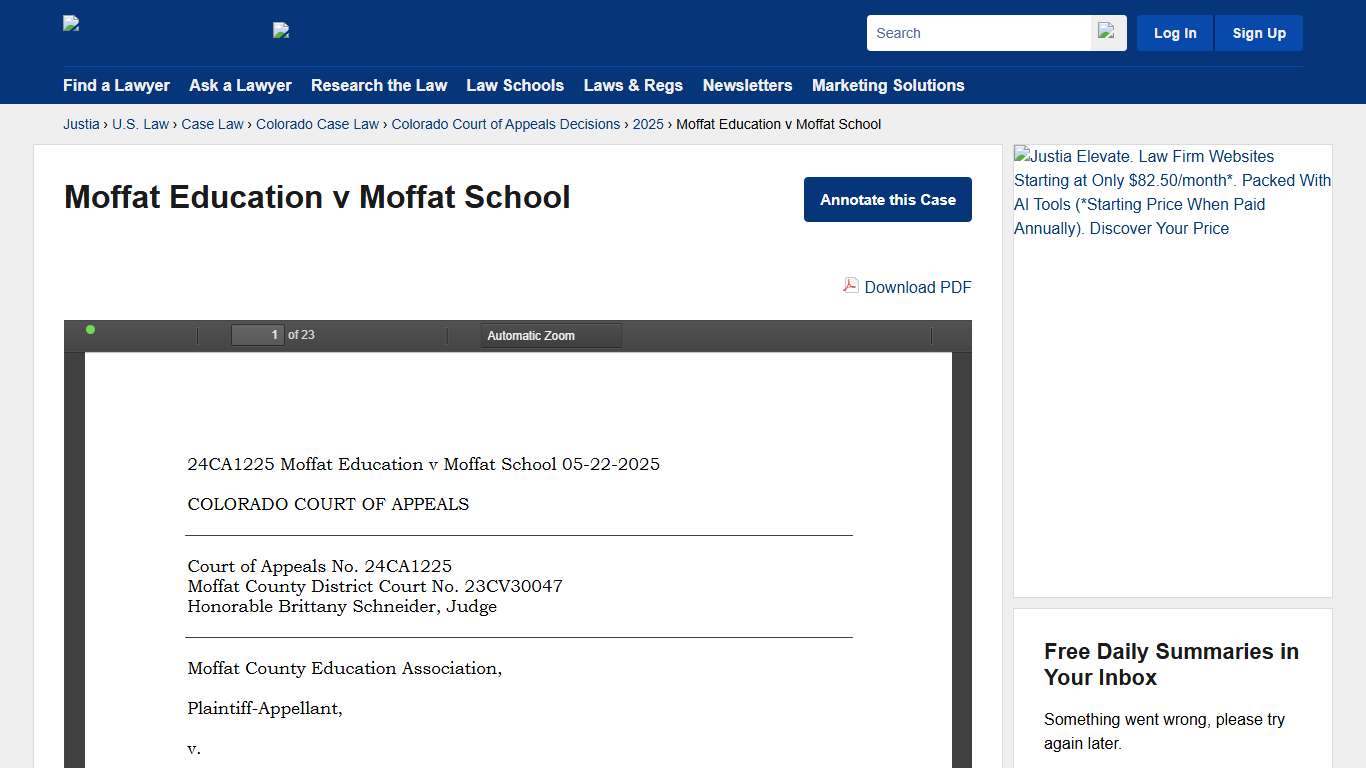 Moffat Education v Moffat School :: 2025 :: Colorado Court of Appeals Decisions :: Colorado Case Law :: Colorado Law :: U.S. Law :: Justia