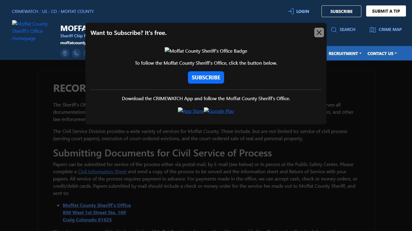Records and Civil Service Moffat County Sheriff's Office